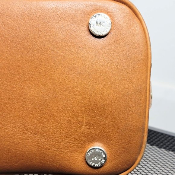 Michael Michael Kors Tropical Print Textile Brown Leather / Stud Adorned Bag - Picture 12 of 13